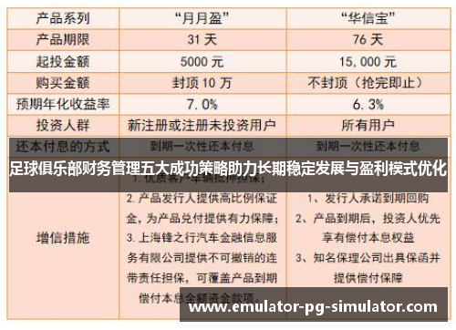 足球俱乐部财务管理五大成功策略助力长期稳定发展与盈利模式优化